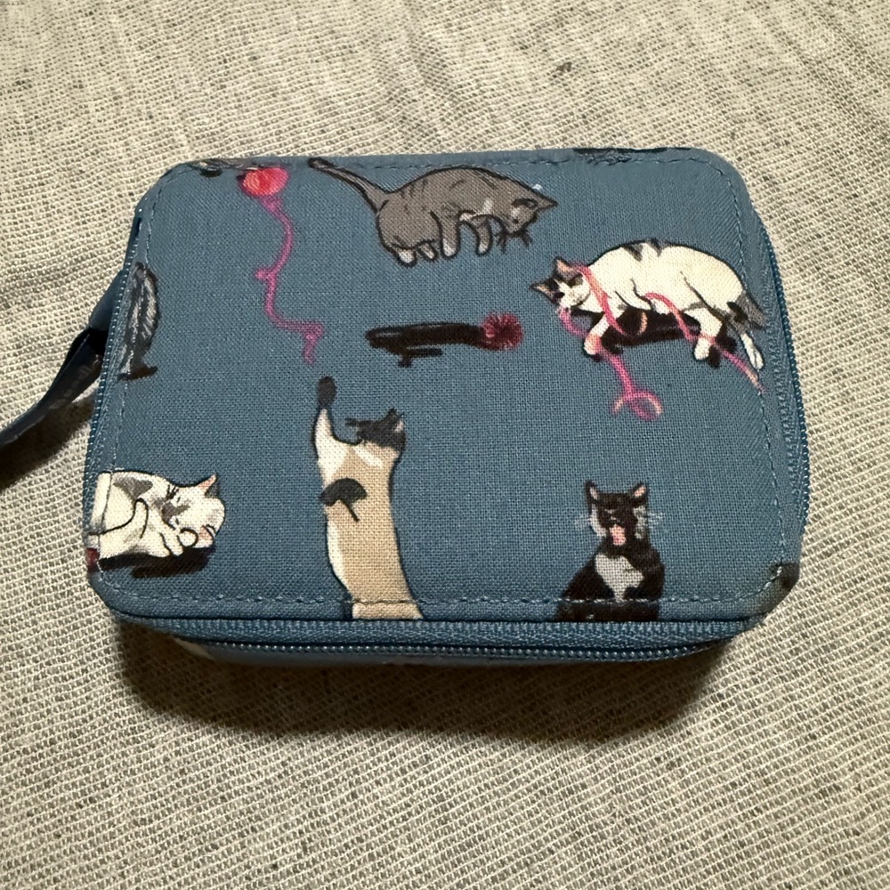 Vera Bradley Blue Cat Print Wallet